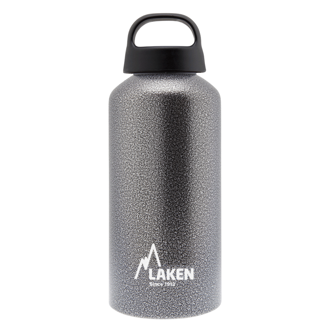 Botella de aluminio gris de 0,6 litros con tapón CLASSIC