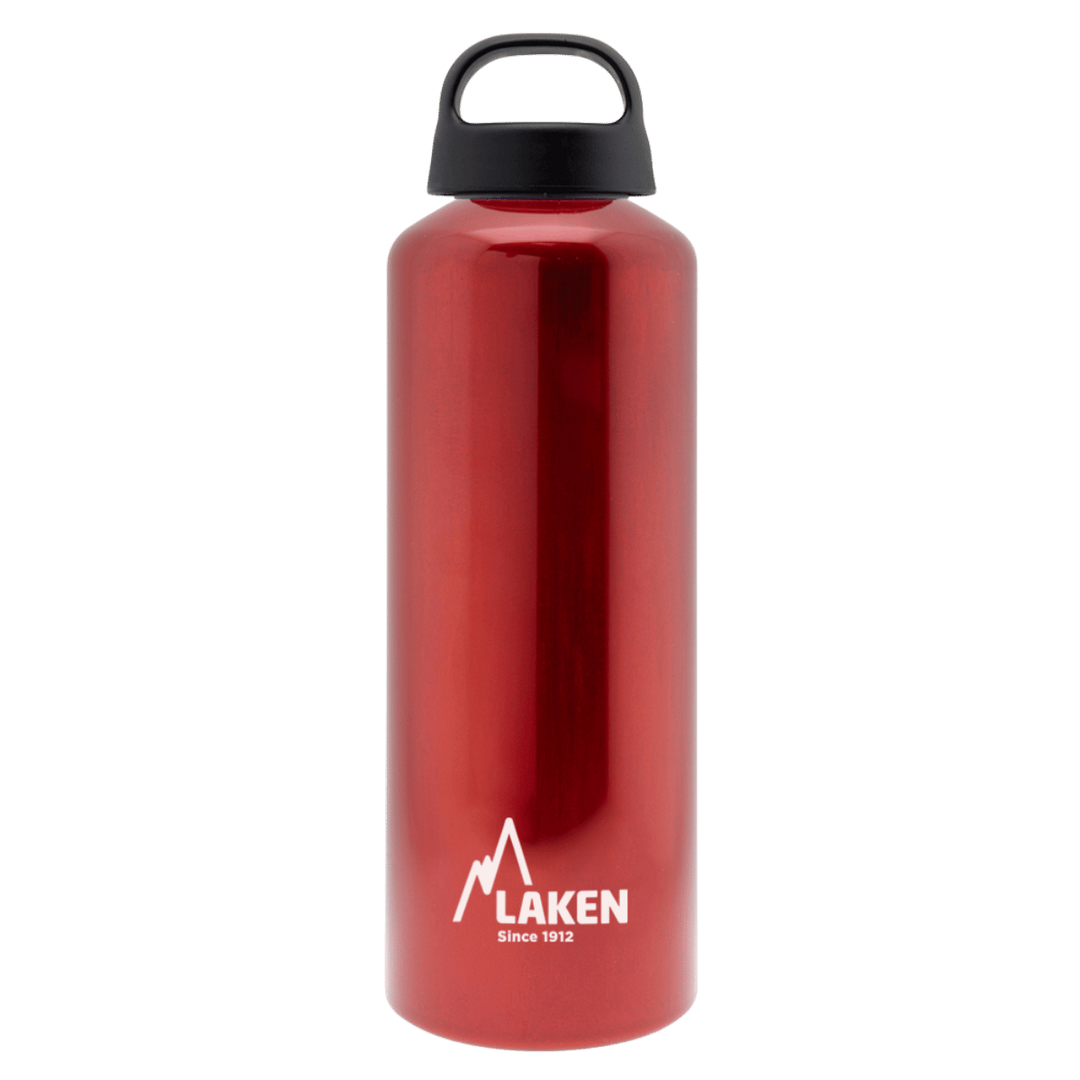 Botella de aluminio roja de 0,75 litros con tapón CLASSIC