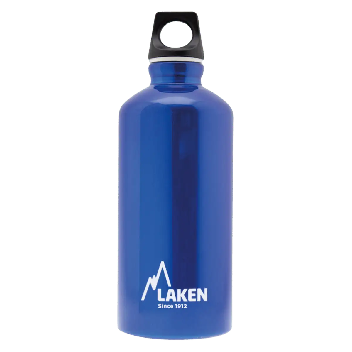 Botella de aluminio azul de 0,6 litros con tapón FUTURA negro