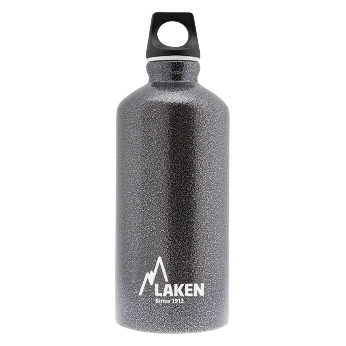 Botella de aluminio gris de 0,6 litros con tapón FUTURA negro
