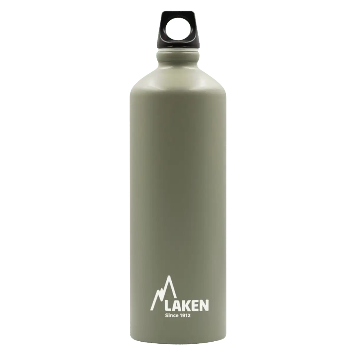 Botella de aluminio caqui de 1 litro con tapón FUTURA negro