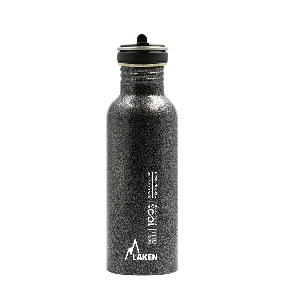 Botella de aluminio BASIC ALU gris de 0,75 litros con tapón FLOW