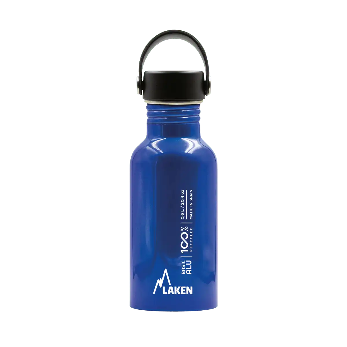 Botella de aluminio BASIC ALU azul de 0,60 litros con tapón OASIS