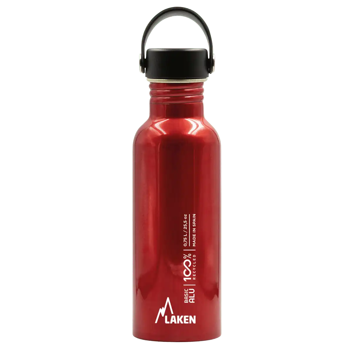 Botella de aluminio BASIC ALU roja de 0,75 litros con tapón OASIS