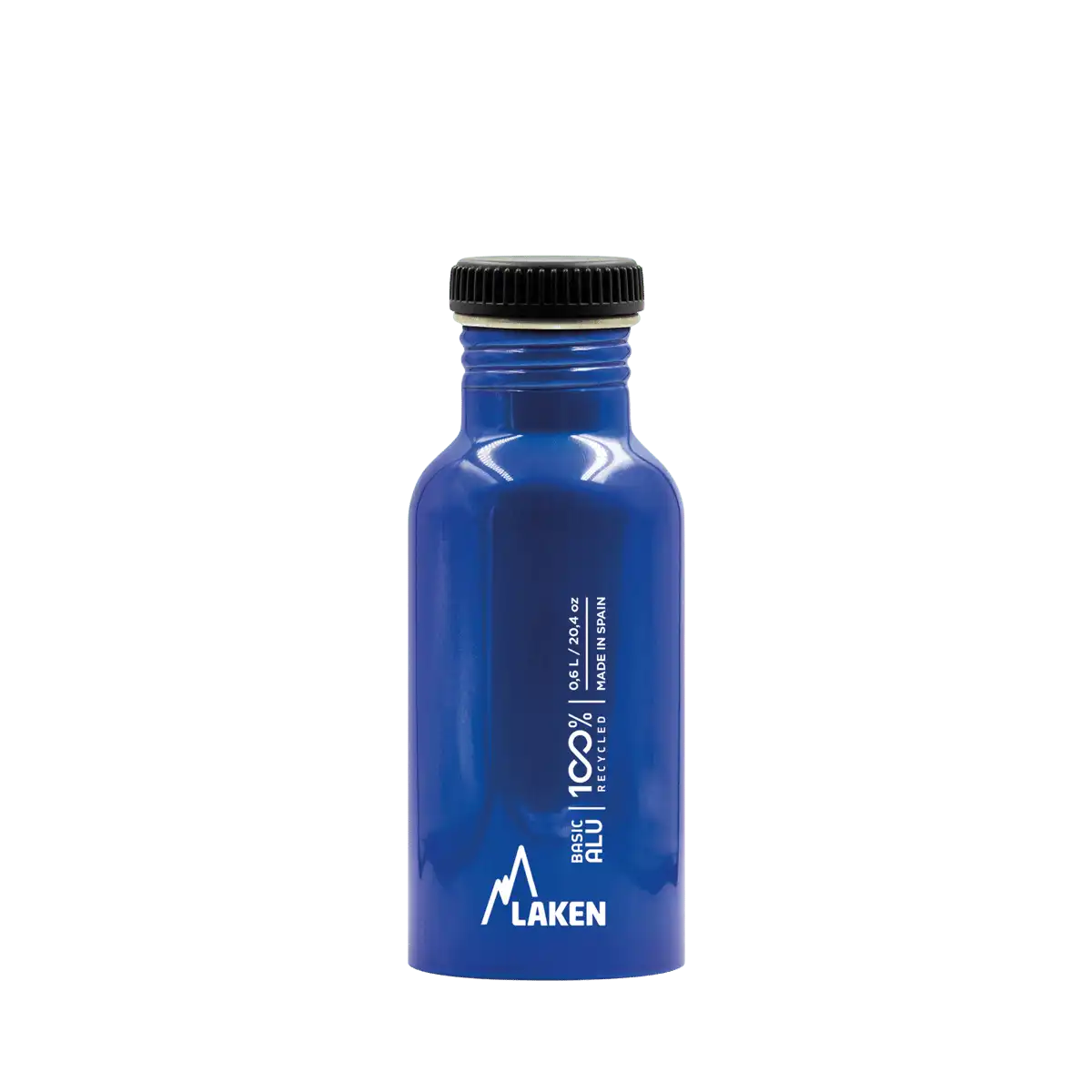 Botella de aluminio BASIC ALU azul de 0,60 litros con tapón PLAIN