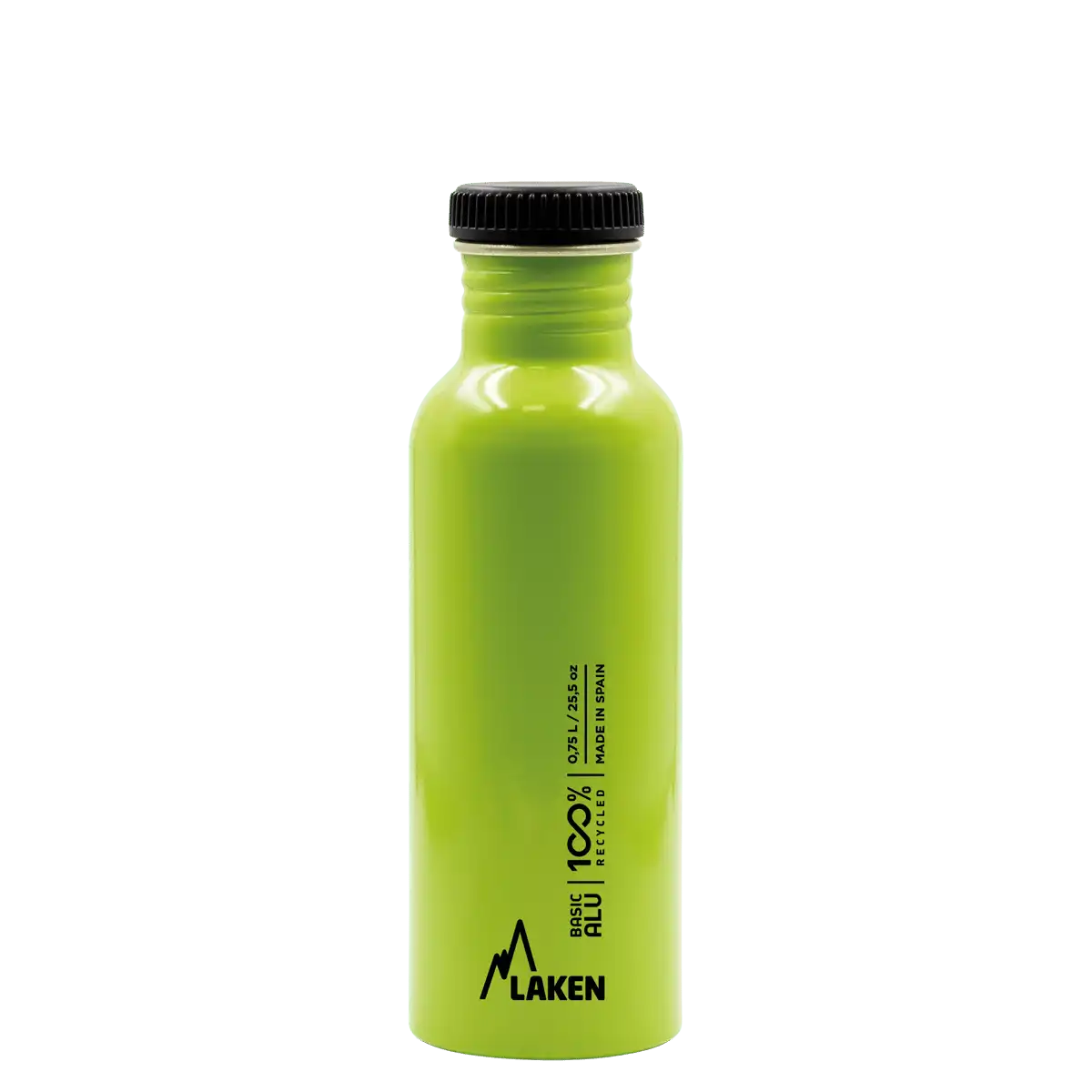 Botella de aluminio BASIC ALU verde manzana de 0,75 litros con tapón PLAIN