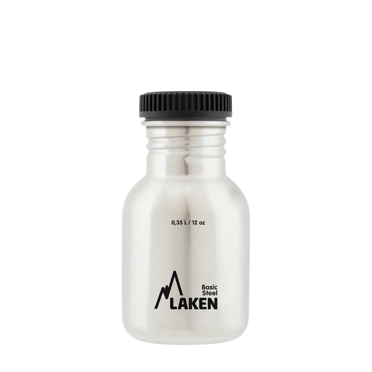 Botella de acero BASIC STEEL gris de 0,35 litros con tapón PLAIN de polipropileno