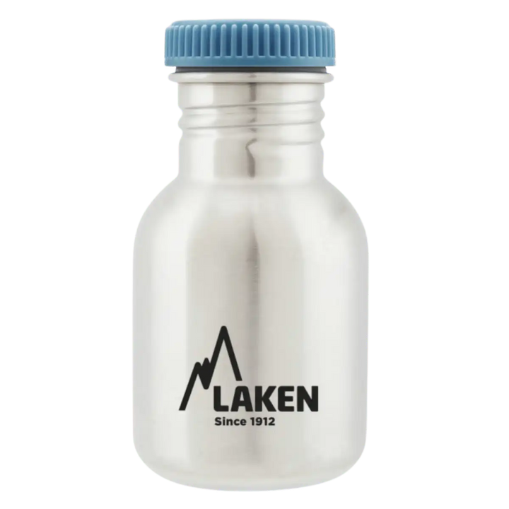 Botella de acero BASIC STEEL con tapón PLAIN de acero azul de 0,35 litros