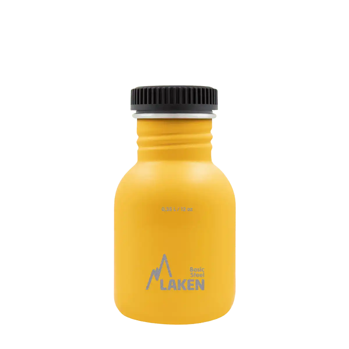 Botella de acero BASIC STEEL amarilla de 0,35 litros con tapón PLAIN de polipropileno