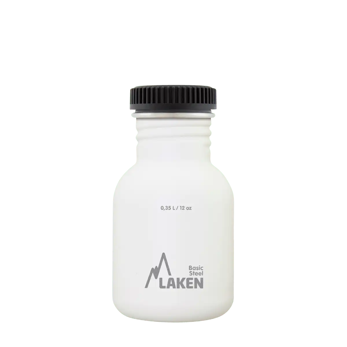 Botella de acero BASIC STEEL blanca de 0,35 litros con tapón PLAIN de polipropileno