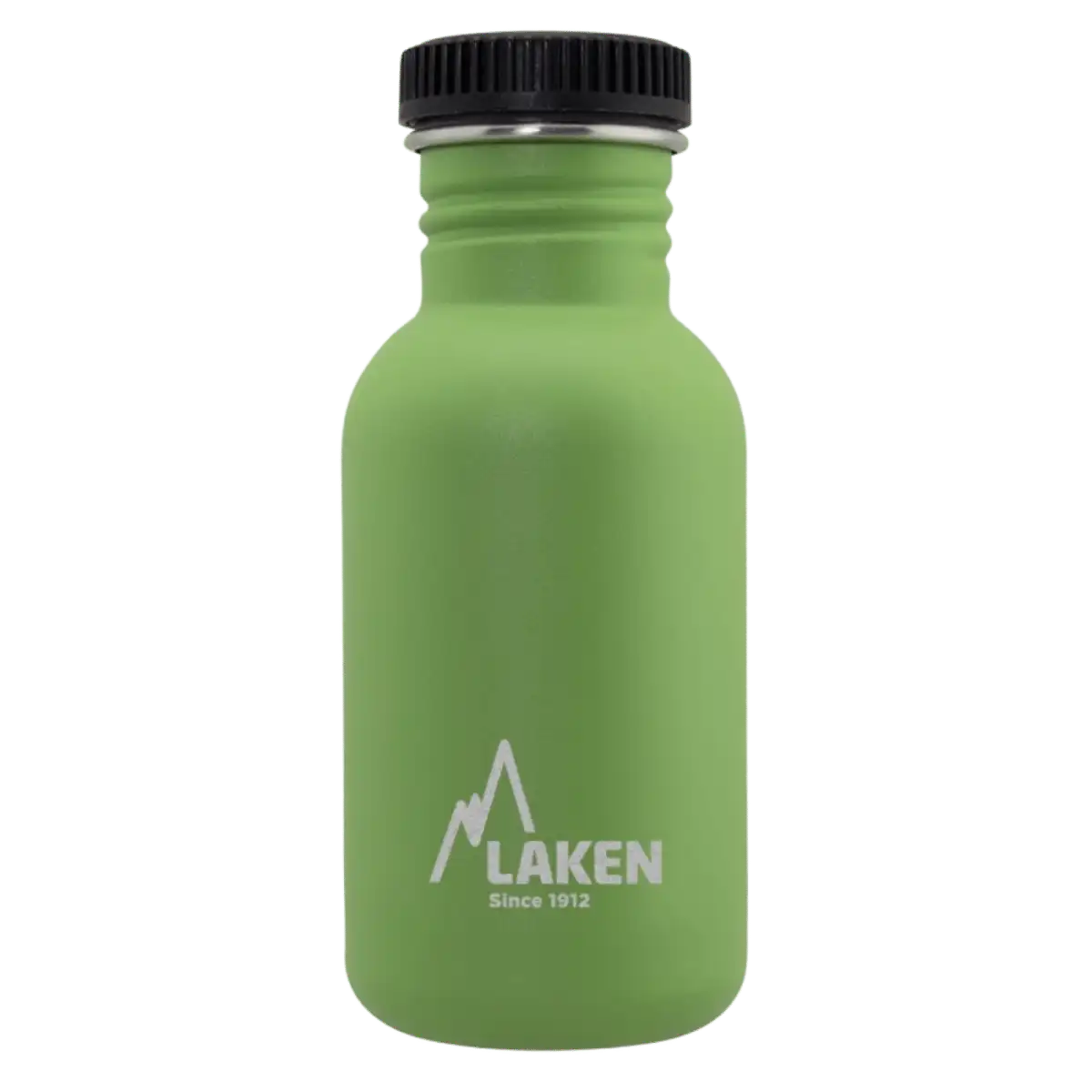 Botella de acero BASIC STEEL verde de 0,50 litros con tapón PLAIN de polipropileno