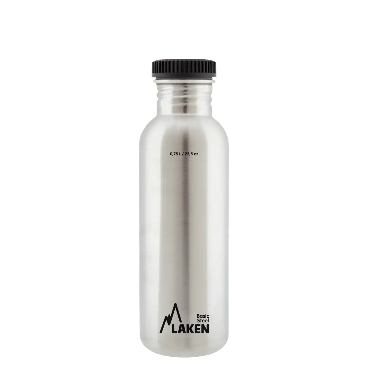 Botella de acero BASIC STEEL gris de 0,75 litros con tapón PLAIN de polipropileno