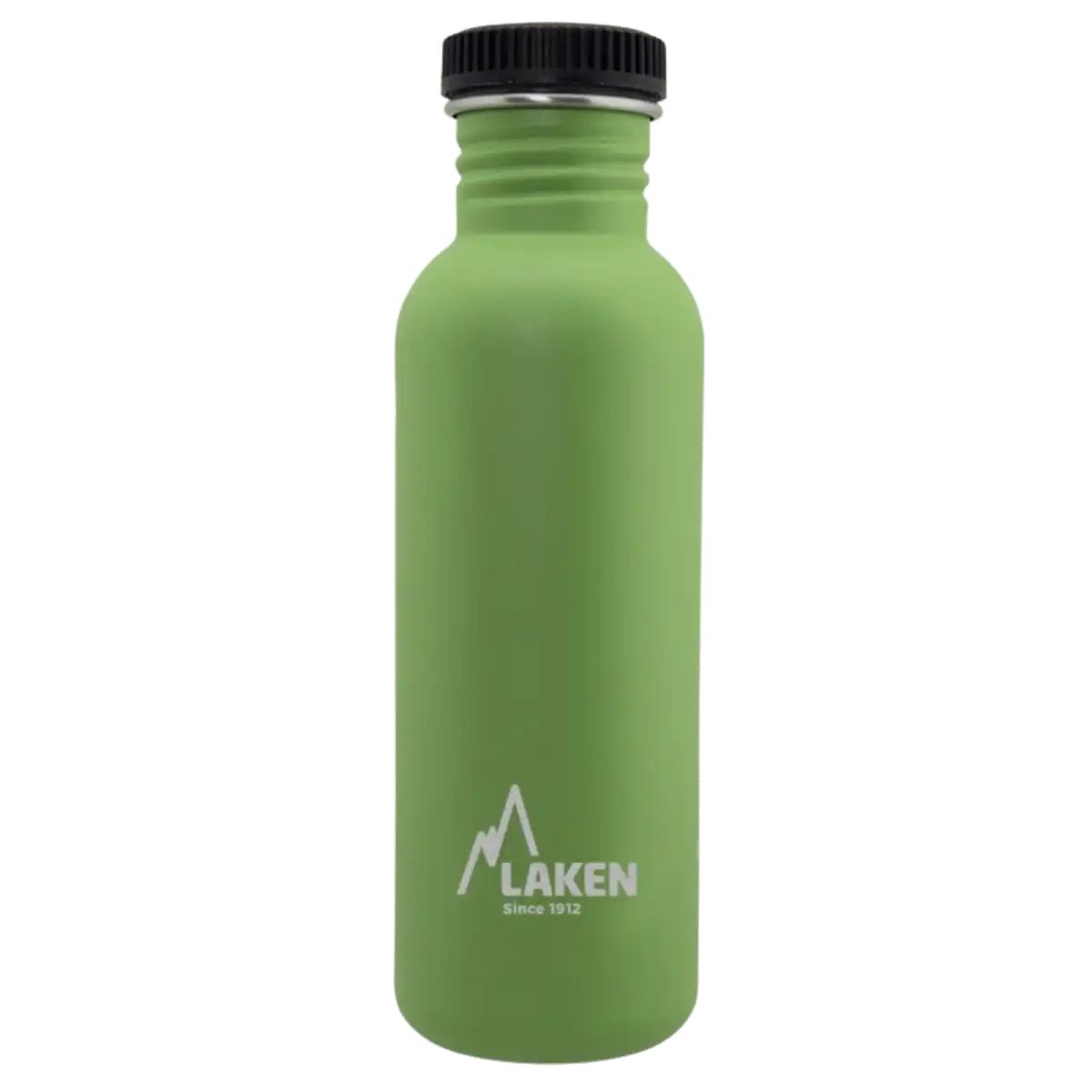 Botella de acero BASIC STEEL verde de 0,75 litros con tapón PLAIN de polipropileno