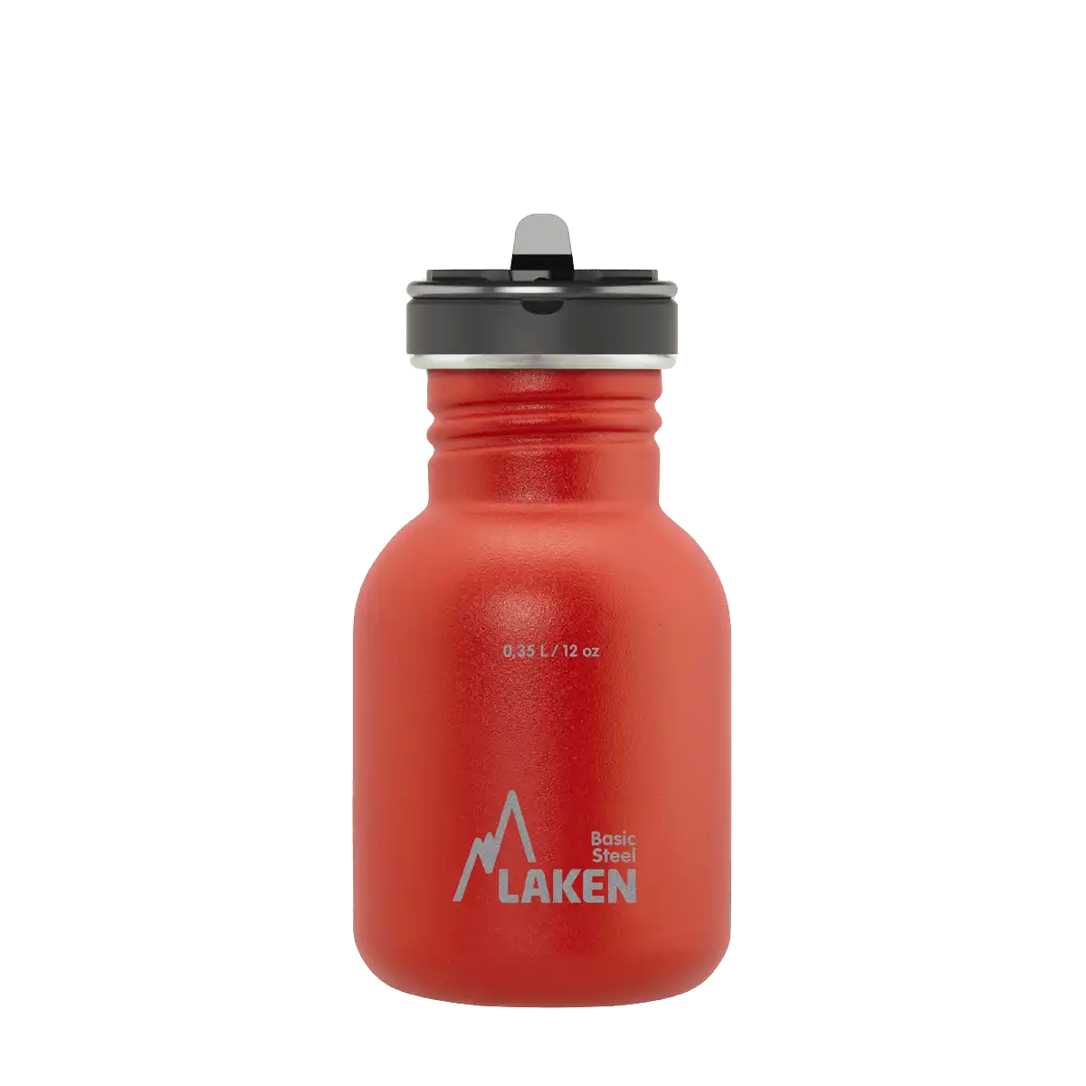 Botella de acero BASIC STEEL roja de 0,35 litros con tapón FLOW