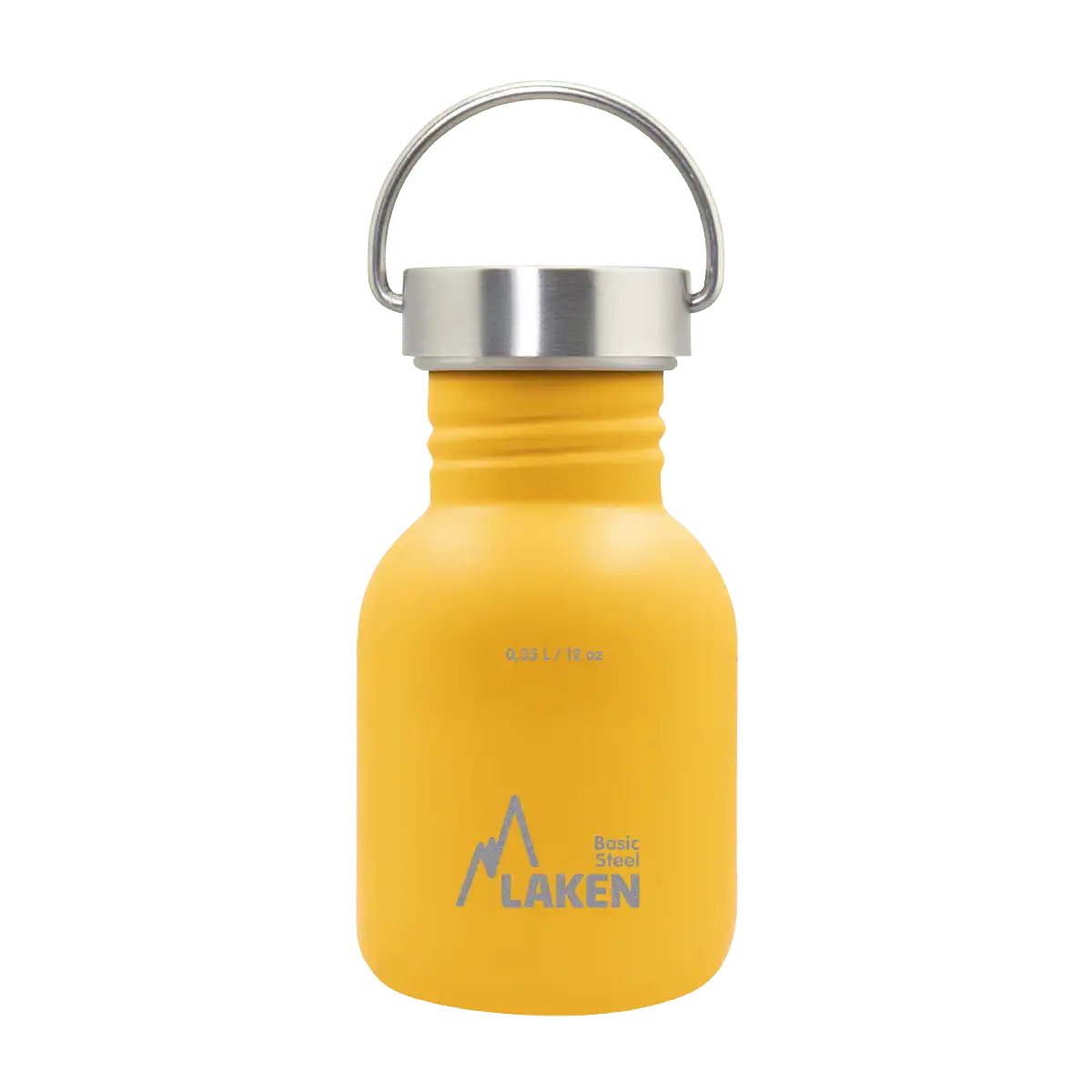 Botella de acero BASIC STEEL amarilla de 0,35 litros con tapón VINTAGE
