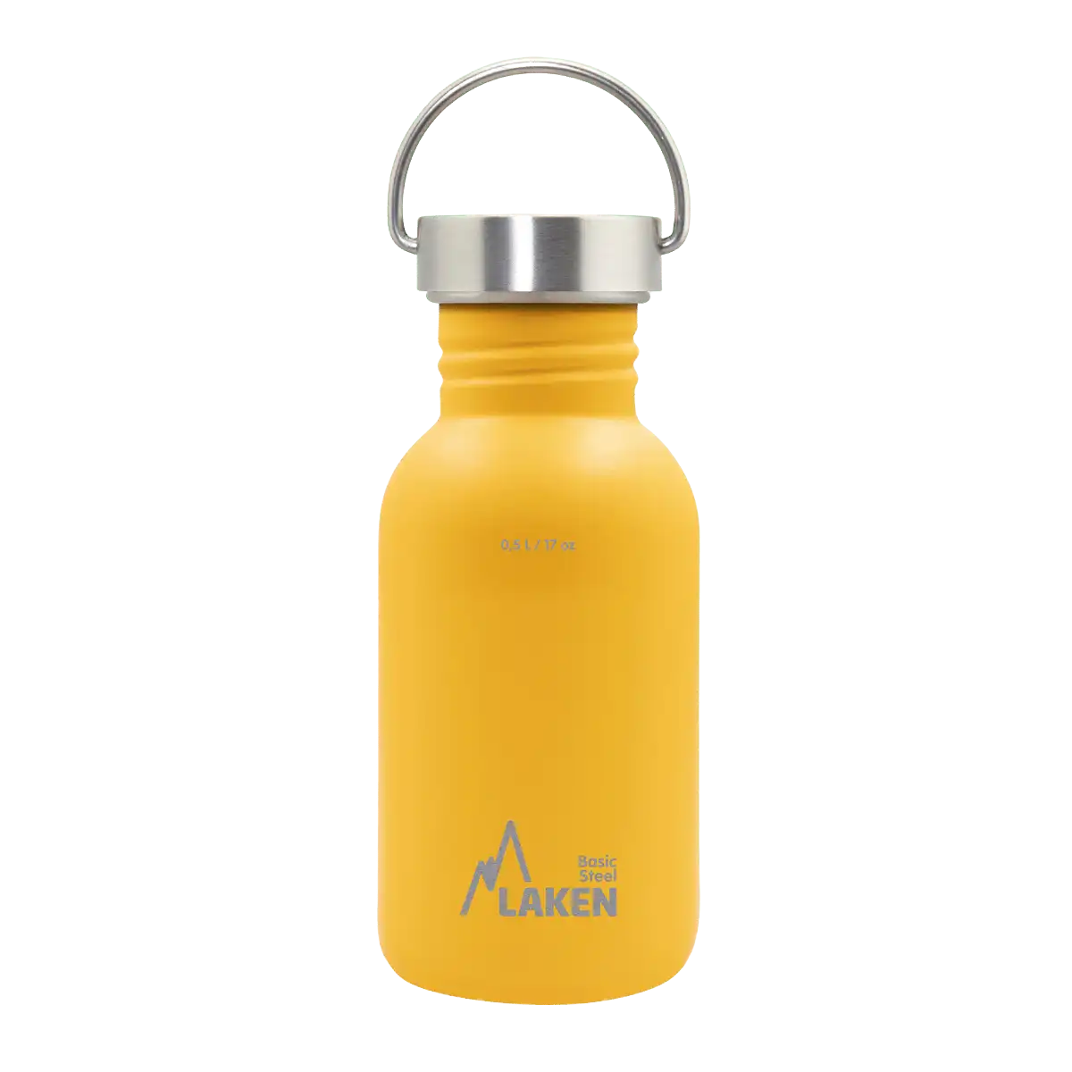 Botella de acero BASIC STEEL amarilla de 0,5 litros con tapón VINTAGE