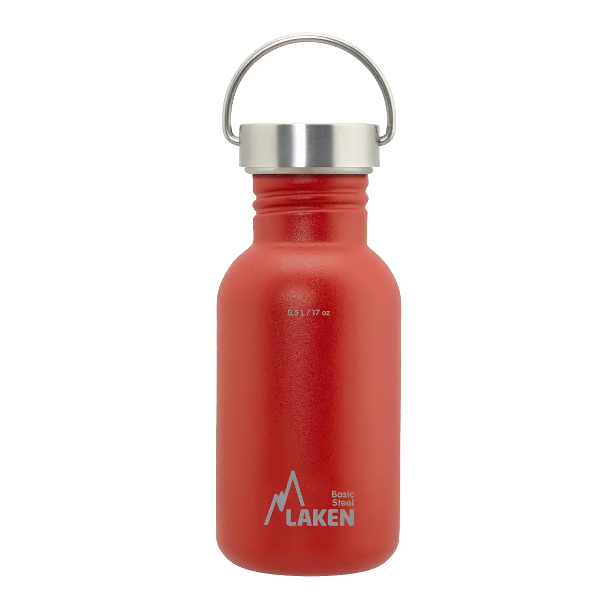 Botella de acero BASIC STEEL roja de 0,5 litros con tapón VINTAGE