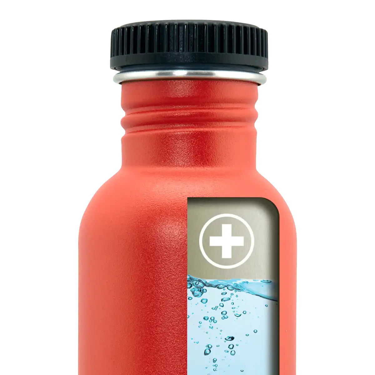 Ilustración del interior de una botella BASIC STEEL LAKEN con tapón PLAIN