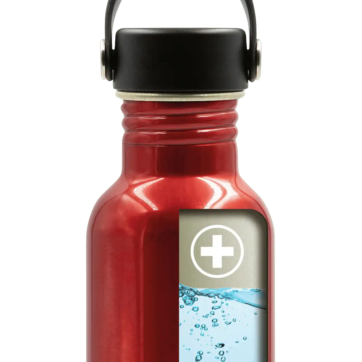 Ilustración del interior de una botella de aluminio BASIC ALU con tapón OASIS