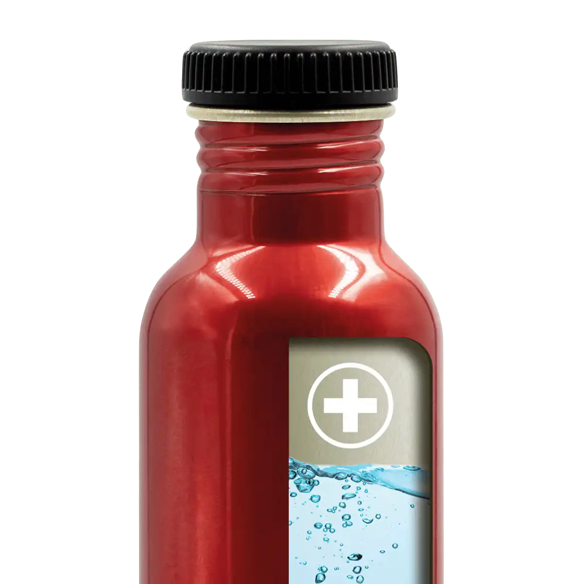 Ilustración del interior de una botella de aluminio BASIC ALU con tapón PLAIN