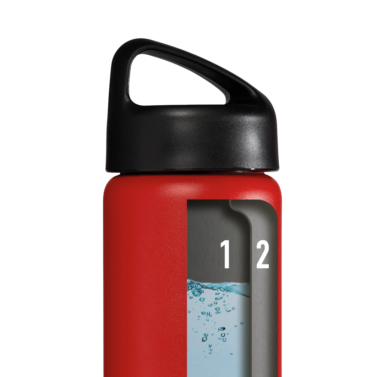 Ilustración del interior de una botella térmica de acero con tapón CLASSIC