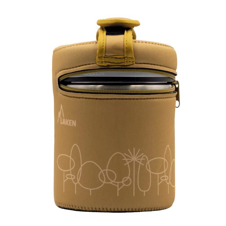 Termo para sólidos de acero de 1 litro con funda de neopreno de bosque