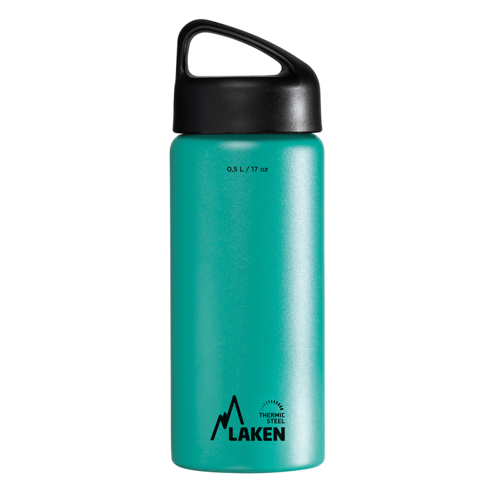 Botella térmica de acero turquesa de 0,5 litros con tapón CLASSIC