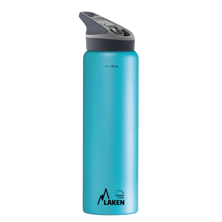 Botella térmica de acero azul clara de 1 litro con tapón JANNU