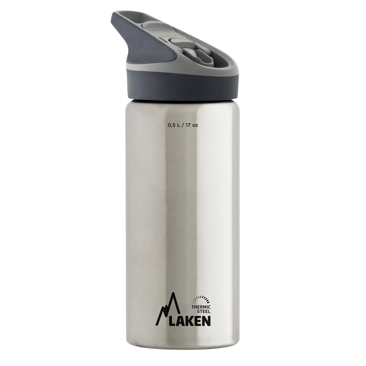 Botella térmica de acero plata de 0,5 litros con tapón JANNU