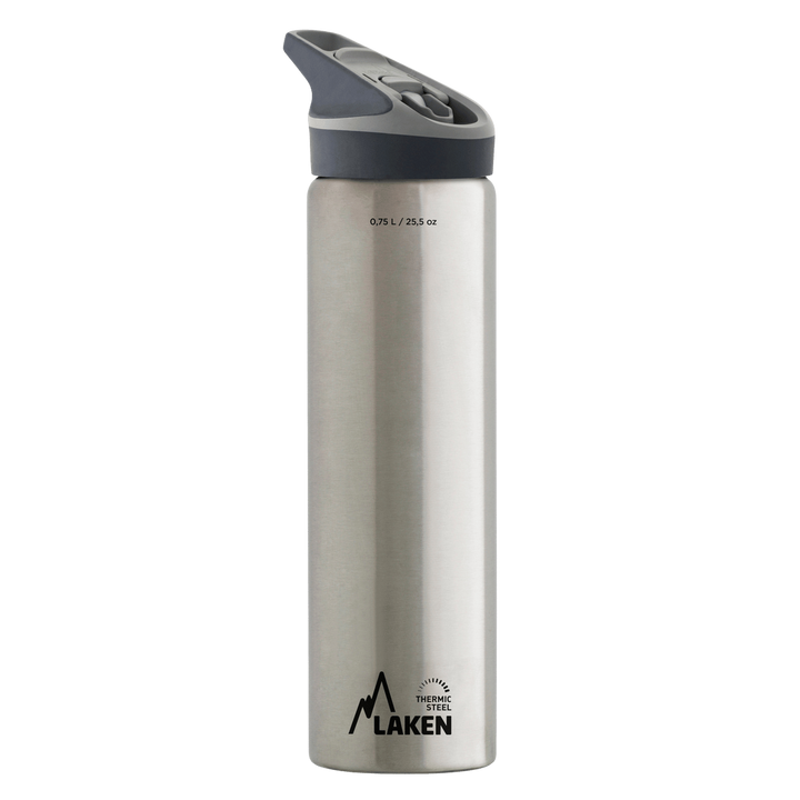 Botella térmica de acero plata de 0,75 litros con tapón JANNU