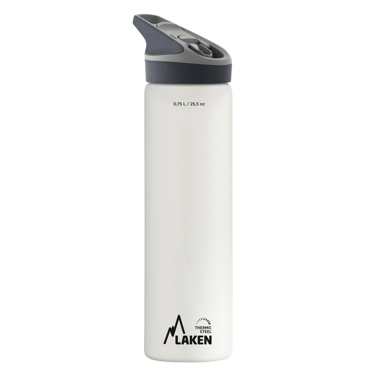 Botella térmica de acero blanca de 0,75 litros con tapón JANNU