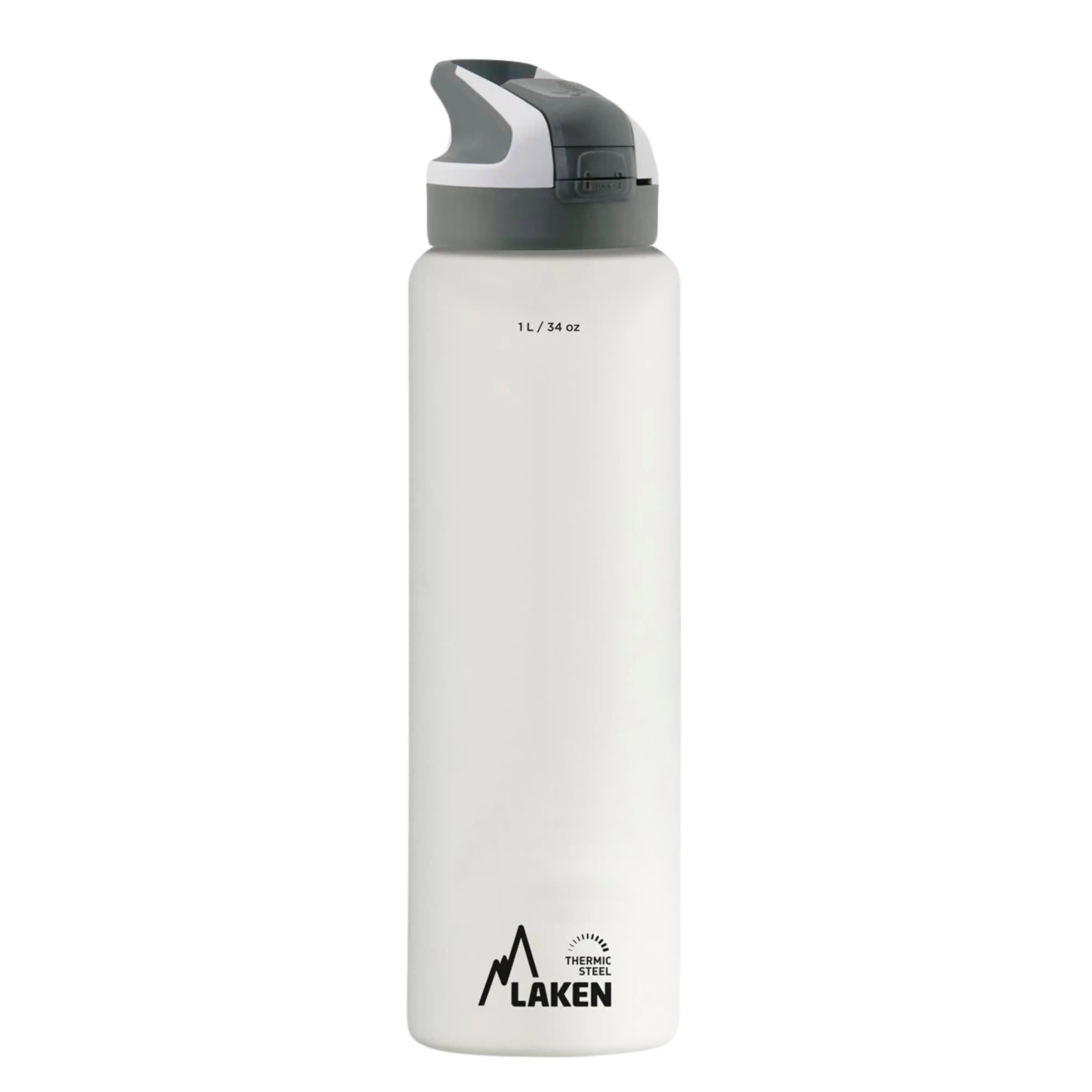 Botella térmica de acero blanca de 1 litro con tapón SUMMIT gris