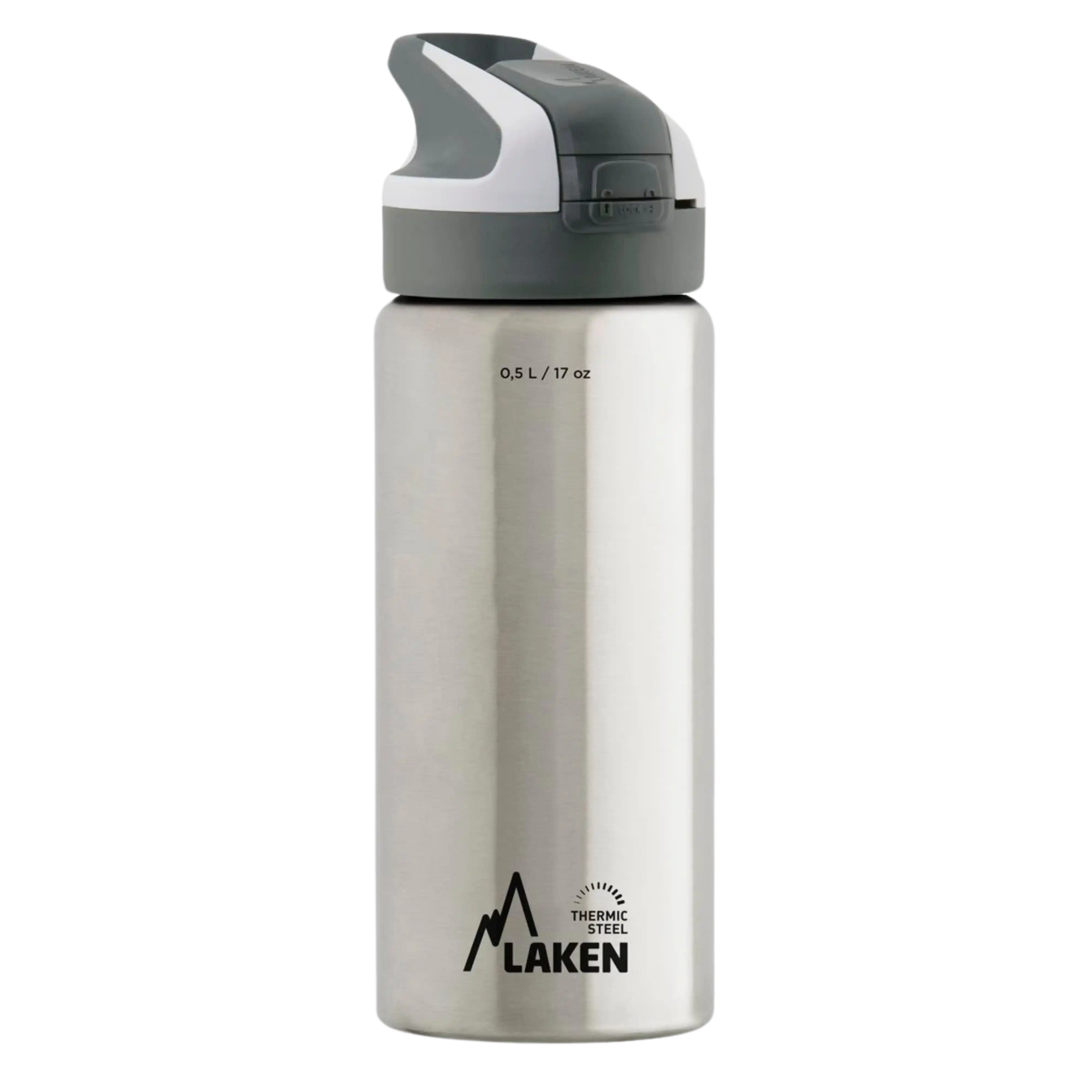 Botella térmica de acero plata de 0,5 litros con tapón SUMMIT gris