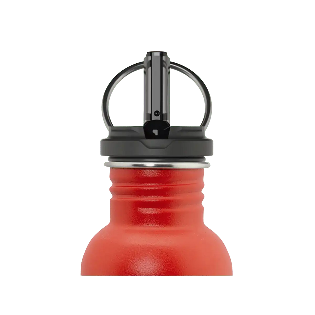Tapón FLOW abierto en una botella de acero BASIC STEEL