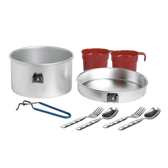 ALUMINIUM CAMPING SET 1,6L WITH CULTERY AND CUPS
