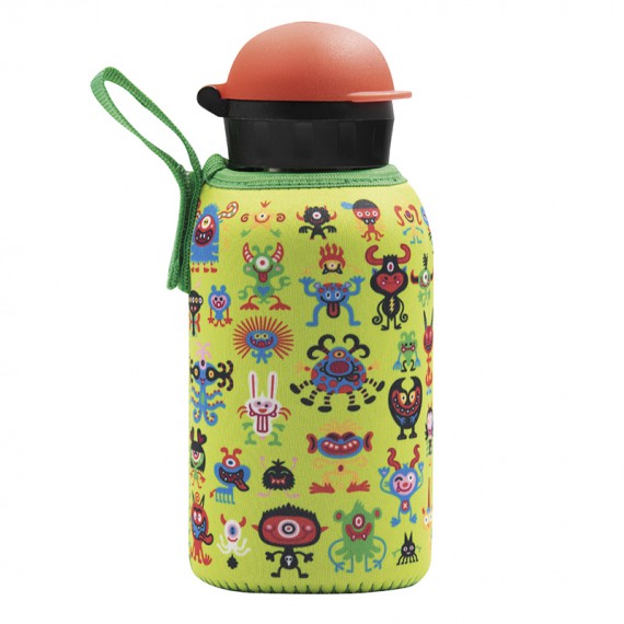STAINLESS STEEL THERMO BOTTLE 0.35L HIT CAP WITH PEKEMONSTERS NEOPRENE COVER 