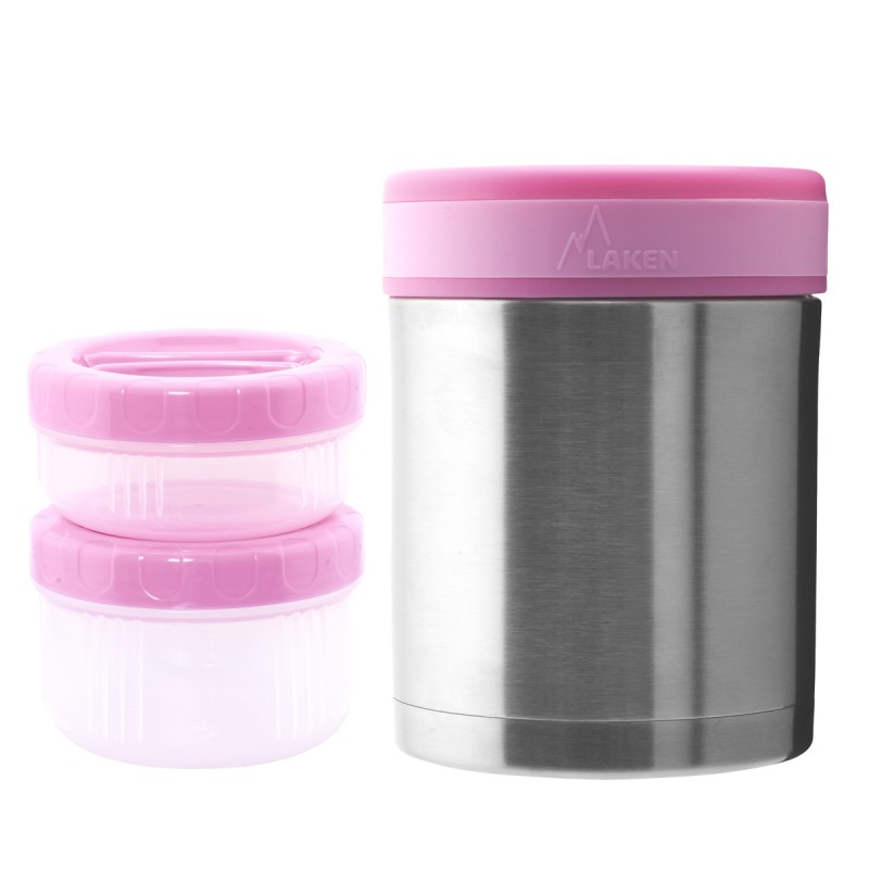 STAINLESS STEEL THERMO FOOD FLASK 1L WITH 2 INNER CONTAINERS AND BAMBINOS NEOPRENE COVER