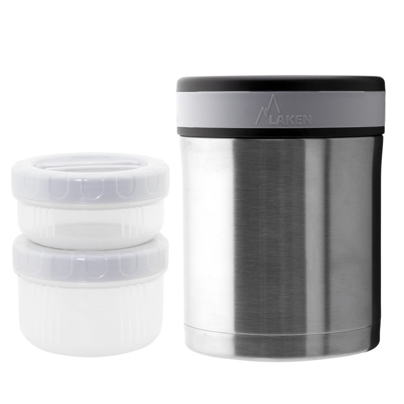 STAINLESS STEEL THERMO FOOD FLASK 1L WITH 2 INNER CONTAINERS AND BAMBINOS NEOPRENE COVER