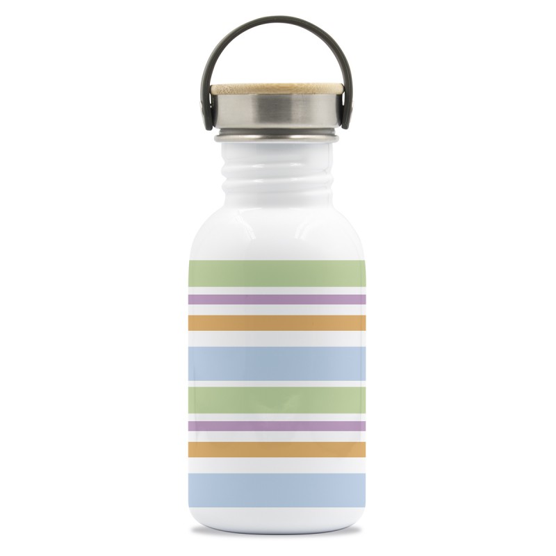 DRINK LIFE! BANDS BASIC STEEL BOTTLE BAMBOO AND STAINLESS STEEL CAP