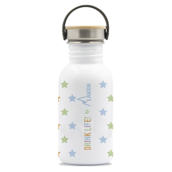 DRINK LIFE! STARS BASIC STEEL BOTTLE BAMBOO AND STAINLESS STEEL CAP