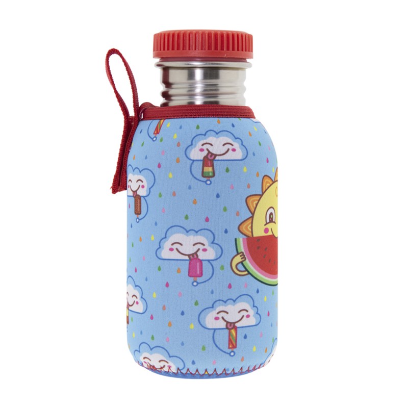 STAINLESS STEEL BOTTLE 0.5L WITH NEOPRENE COVER CHUPI AND POLYPROPYLENE CAP