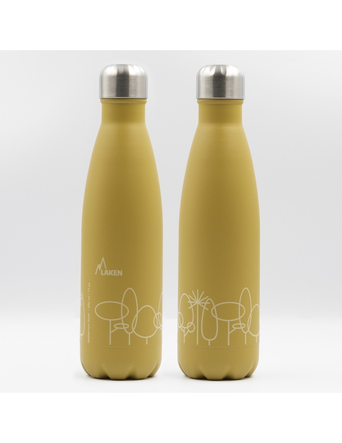 STAINLESS STEEL THERMO BOTTLE 0.5L - LAKENJOY DRINK LIFE! FOREST (NARROW MOUTH)