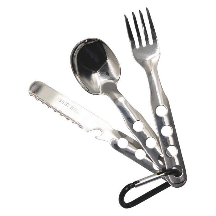 Set de Cubiertos de Acero Inoxidable con Mosquetón