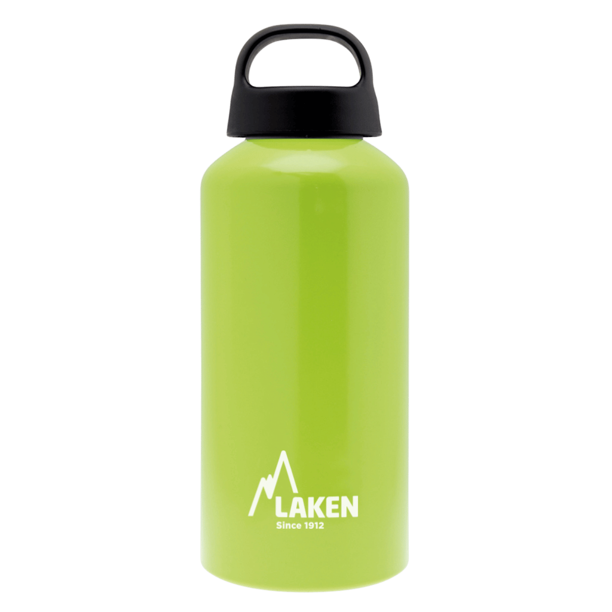 Botella de aluminio verde manzana de 0,6 litros con tapón CLASSIC