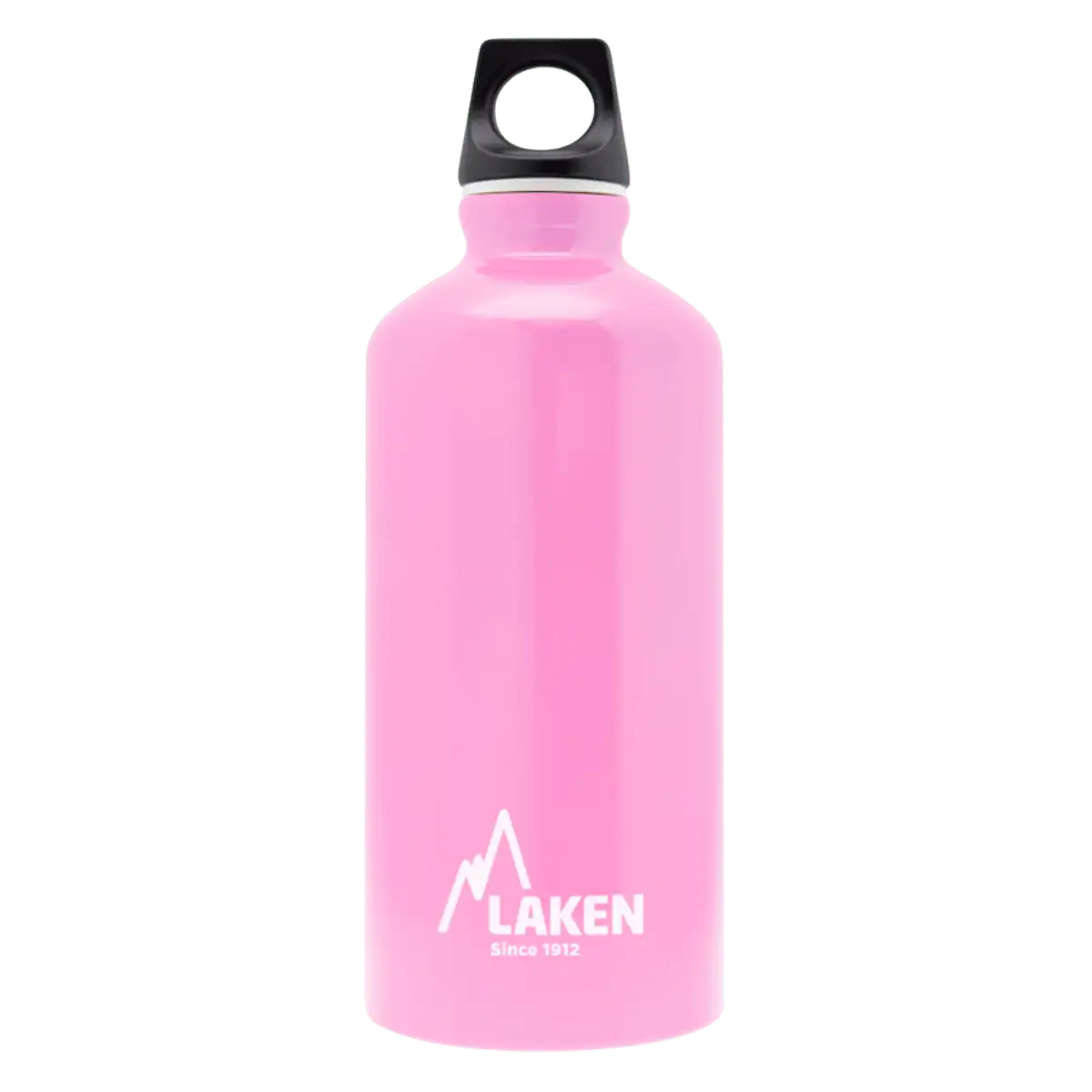 Botella de aluminio rosa de 0,6 litros con tapón FUTURA negro