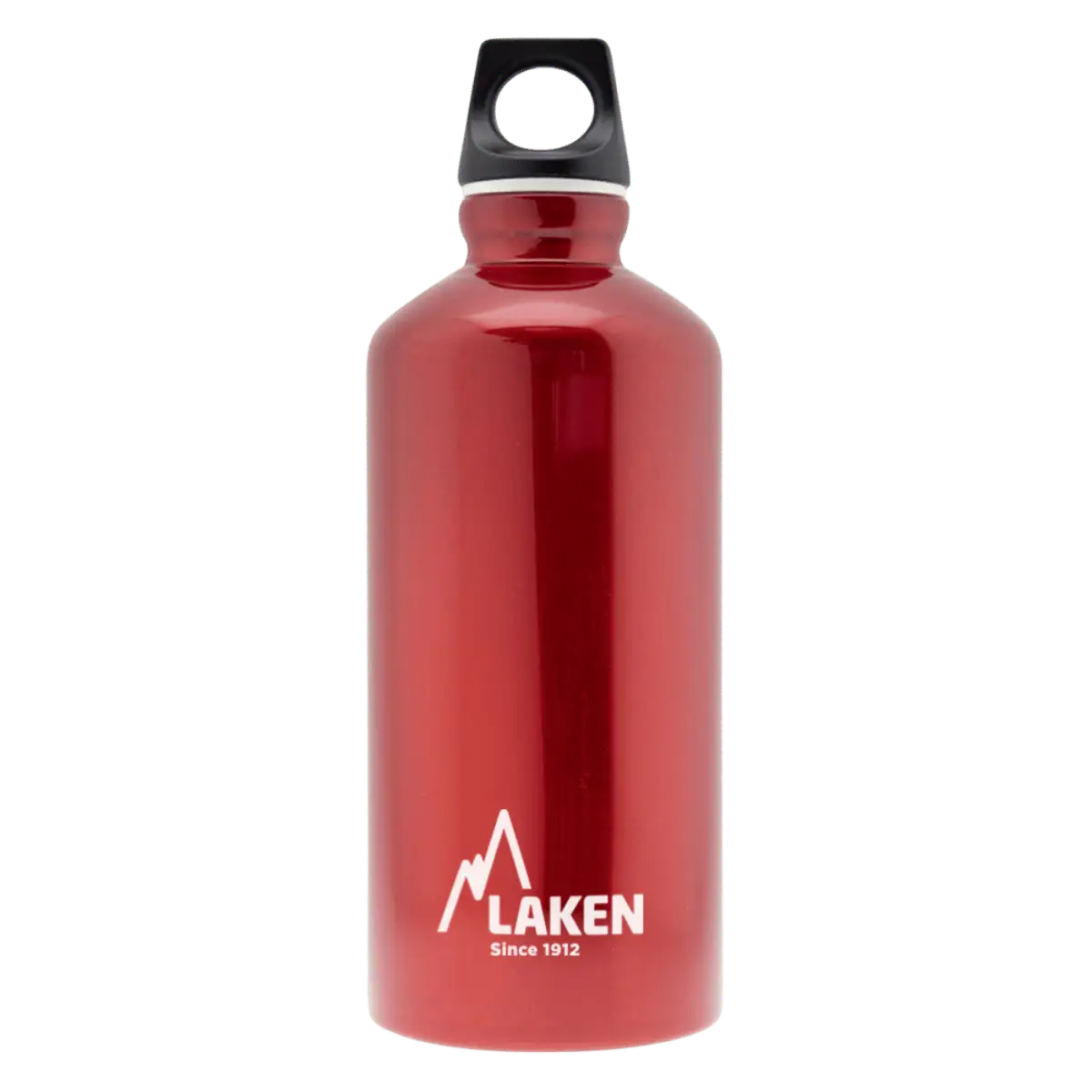 Botella de aluminio roja de 0,6 litros con tapón FUTURA negro