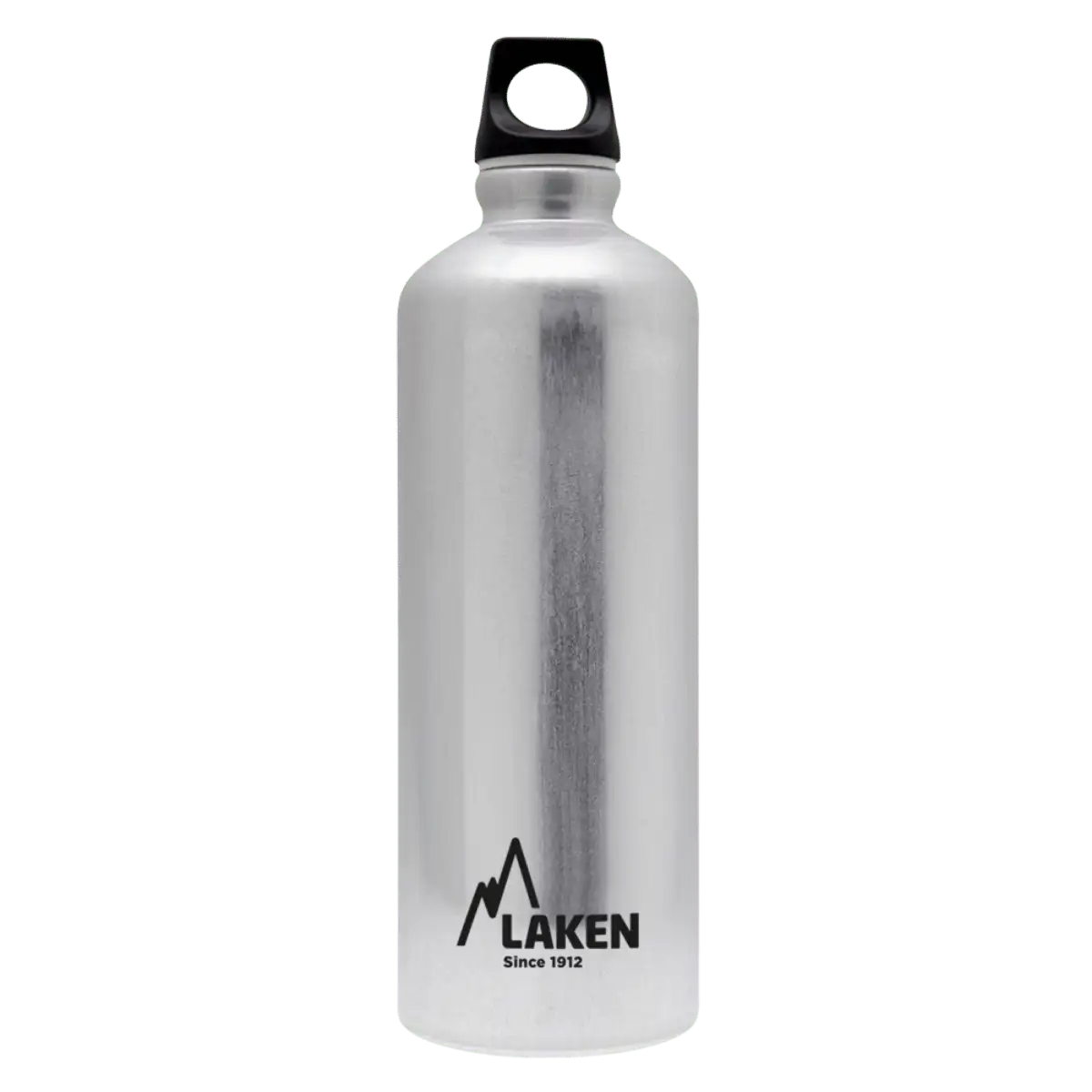 Botella de aluminio plata de 0,75 litros con tapón FUTURA negro