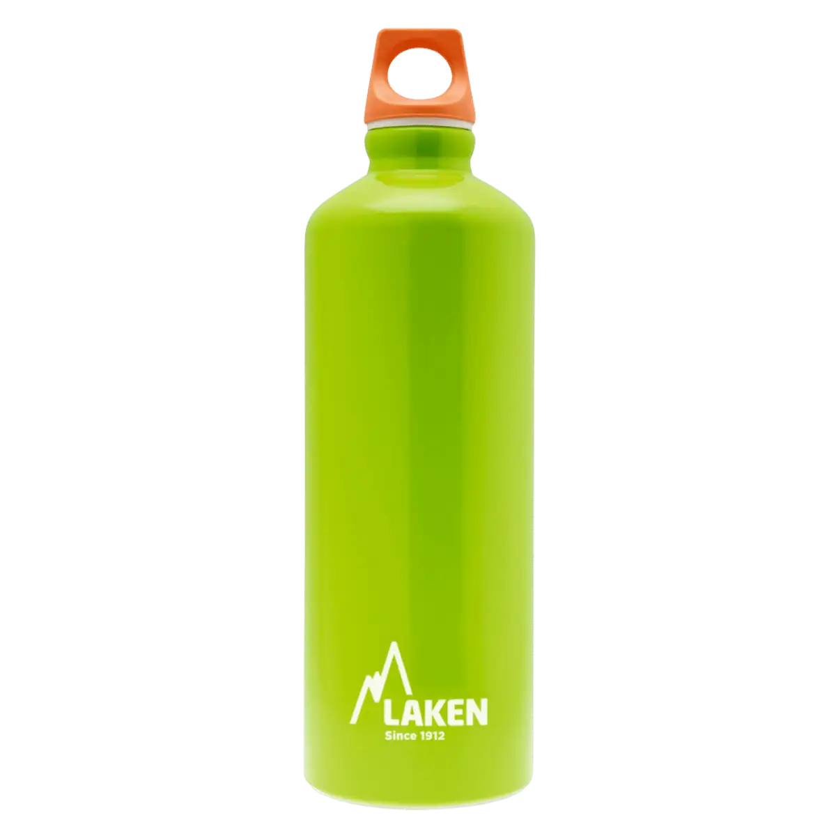 Botella de aluminio verde manzana de 0,75 litros con tapón FUTURA naranja