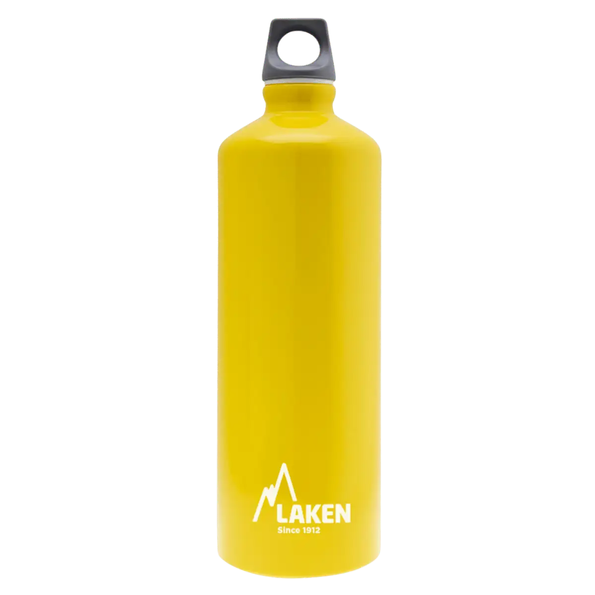 Botella de aluminio amarilla de 1 litro con tapón FUTURA gris