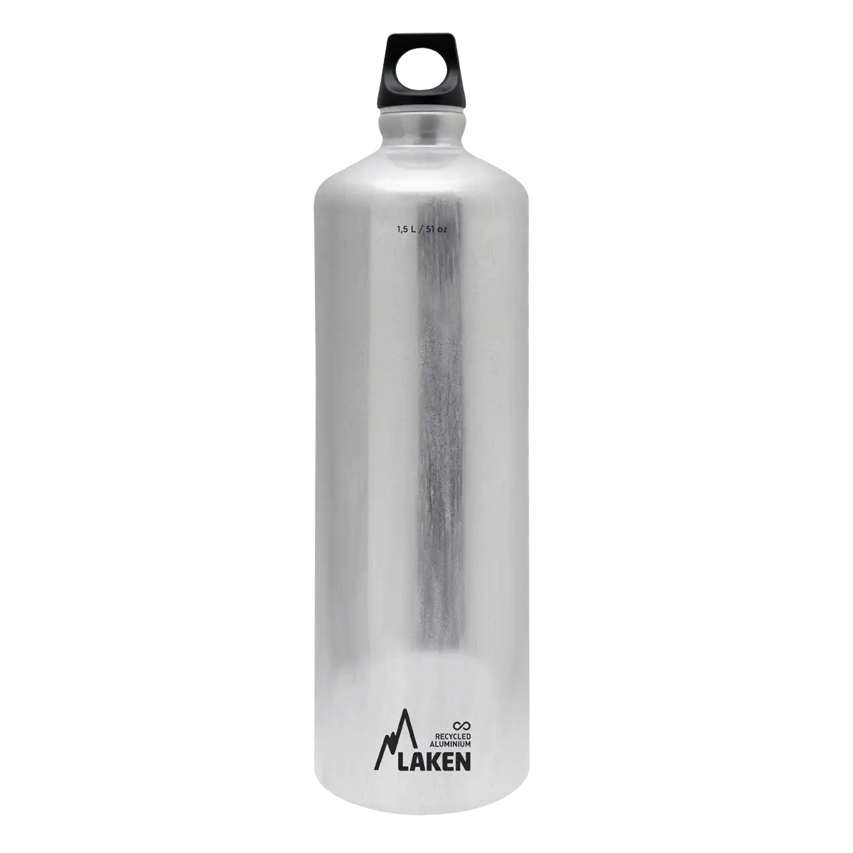 Botella de aluminio plata de 1,5 litros con tapón FUTURA negro